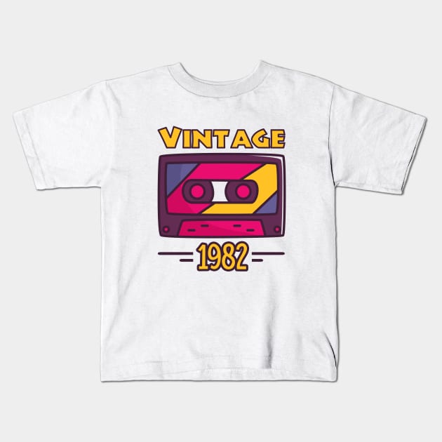 1982 Vintage Cassette 38th Birthday Gift Retro Style Ideas Kids T-Shirt by johnii1422